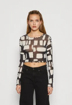 Monki Maglietta A Manica LungaBlack Dark Donna T-shirt E Top MOQ21D09G-Q14