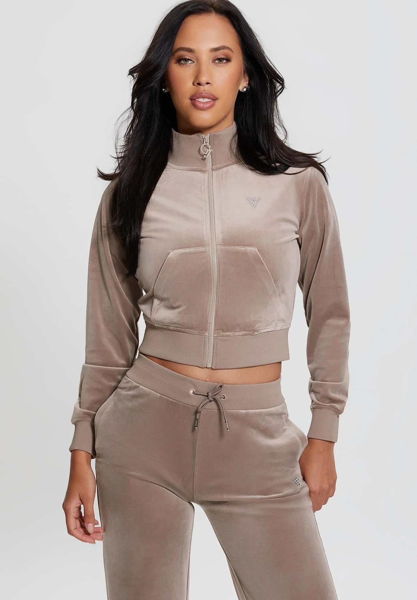 Guess Mit Strass-LogodreieckFelpa Con ZipBraun Donna Felpe GU121J0HL-O11 1 Guess Mit Strass-LogodreieckFelpa Con ZipBraun Donna Felpe GU121J0HL-O11