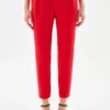 Elastic Back Waist PleatedPantaloniRed Donna Pantaloni ADK21A02M-G11