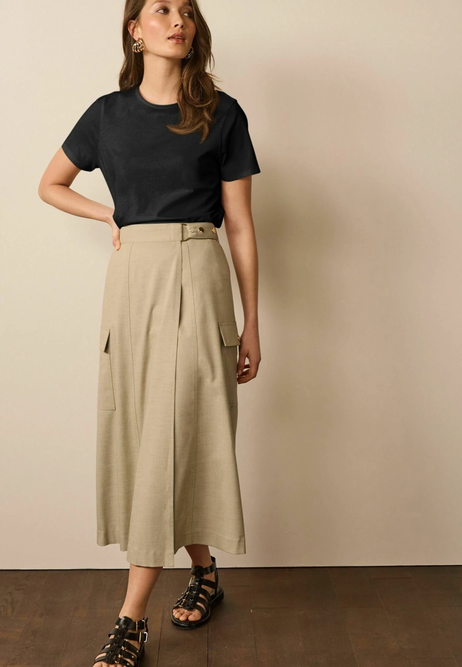 Next Tailored Utility Detail Midi Skirt - Gonna A Portafoglio - Natural 1 Next Tailored Utility Detail Midi Skirt - Gonna A Portafoglio - Natural
