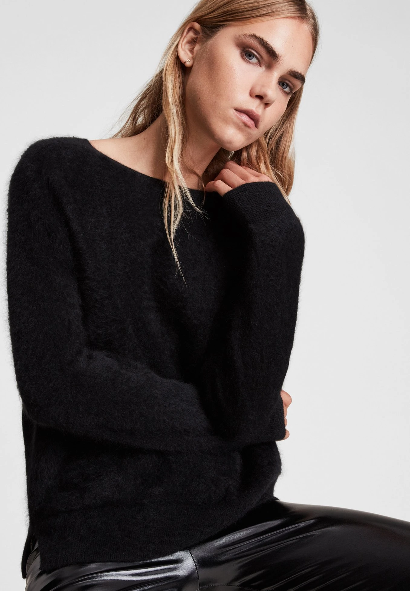 AllSaints Chrissy- Felpa In Pile - Black 6 AllSaints Chrissy- Felpa In Pile - Black - immagine 6