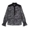 THE KOOPLES Printed With Contrasting DetailsCamicettaBlack White Donna Camicie E Bluse THA21E0DS-Q11