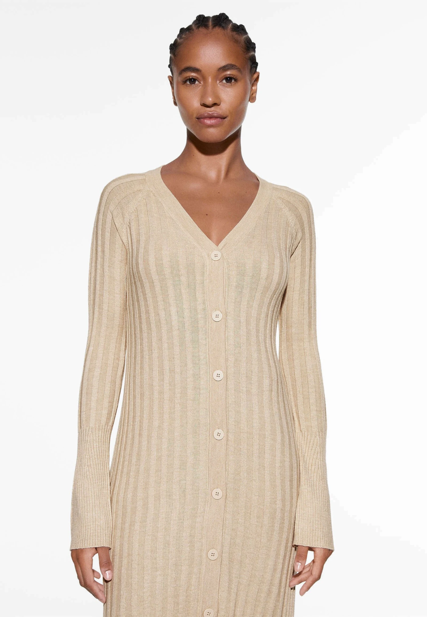 Oysho ButtonedAbito In MagliaBeige Donna Vestiti OY121C0CP-B11 3 Oysho ButtonedAbito In MagliaBeige Donna Vestiti OY121C0CP-B11 - immagine 3