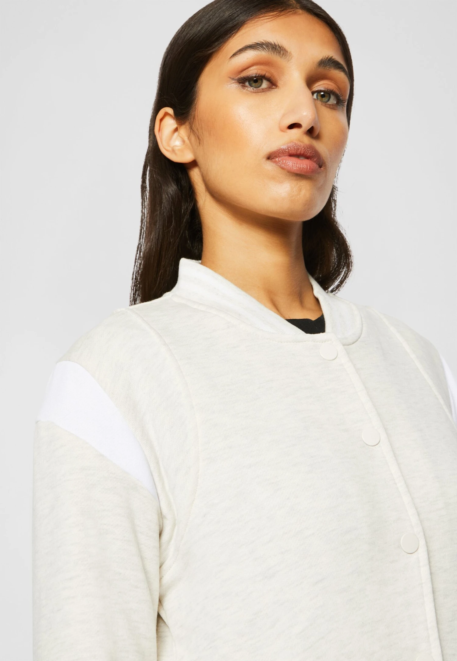 URBAN CLASSICS Ladies Inset College JacketFelpa Con ZipLightgrey/White Donna Felpe UR621J03F-C11 7 URBAN CLASSICS Ladies Inset College JacketFelpa Con ZipLightgrey/White Donna Felpe UR621J03F-C11 - immagine 7